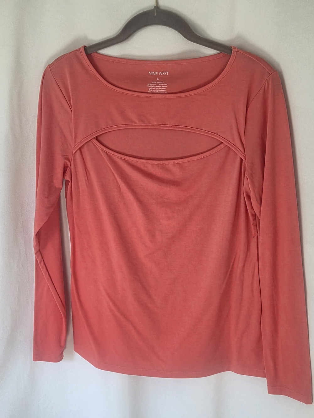 Nine West Coral Long-Sleeve Cutout Top